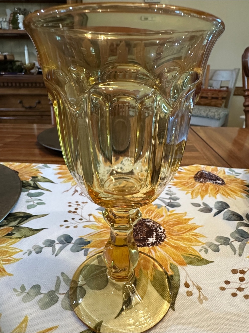 Imperial Glass Old Williamsburg sunshine yellow goblet.
